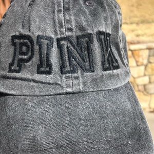 Gray denim pink hat cross posted